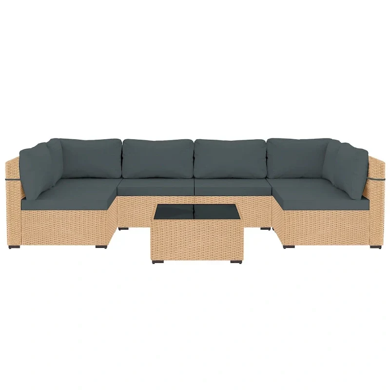 UPHA 7-Piece Wicker Outdoor Seating Group with Cushions