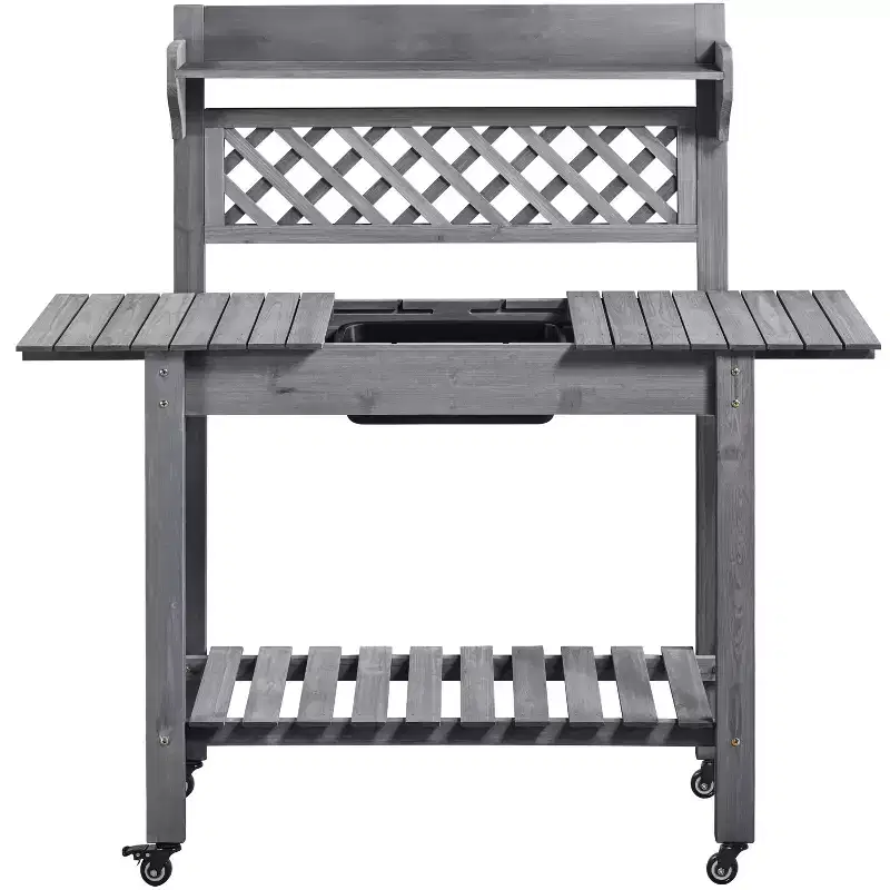 Yaheetech Outdoor Garden Potting Bench Wooden Work Station