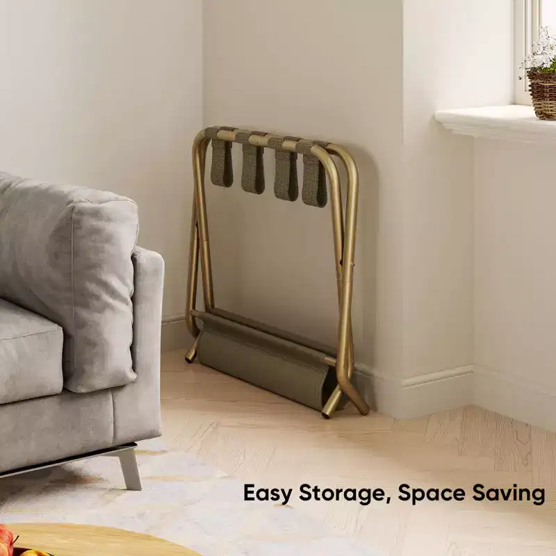 Luggage Rack for Guest Room, Folding Suitcase Stand with Shoe Shelf