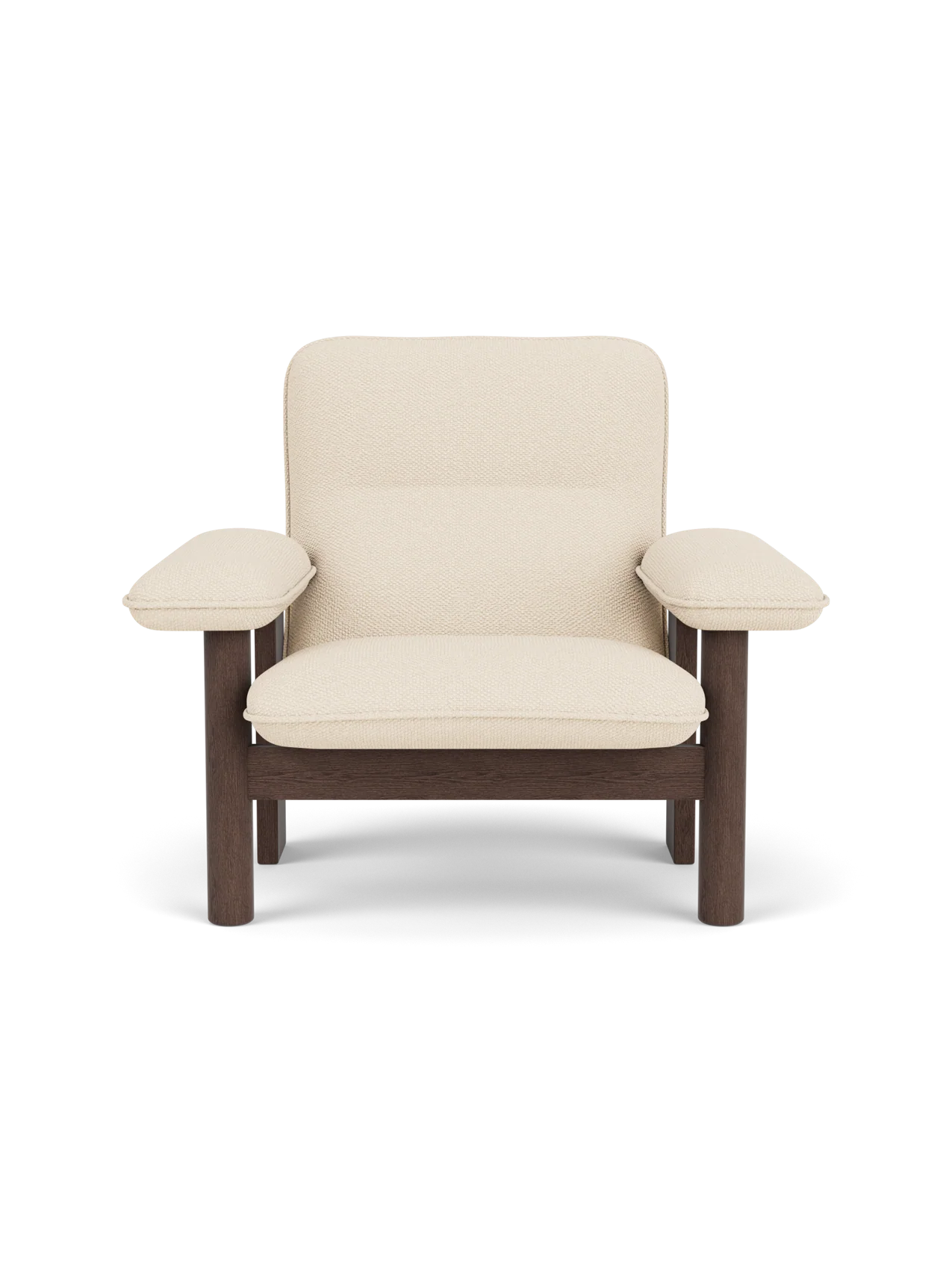 High Back Lounge Chair in Textile Solid Wood Frame, Exaggerated Armrests