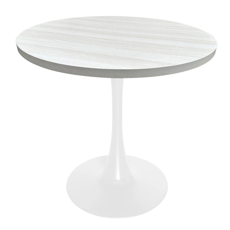 36 in. Round Dining Table for 4 with MDF Top and White Iron Base