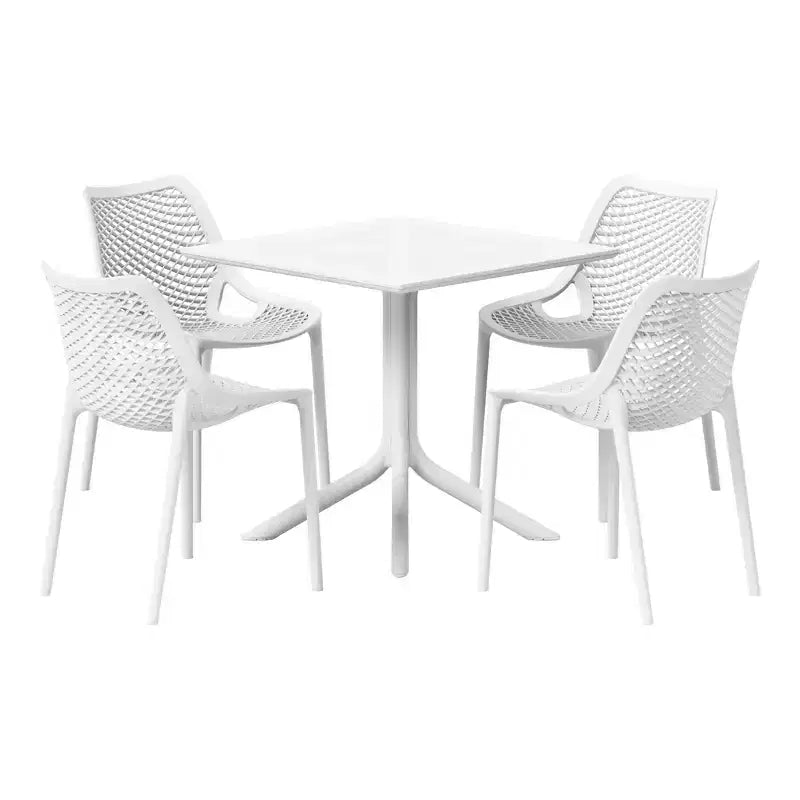 WestinTrends Playa 5-Piece Modern Square Patio Dining Table Set with Stackable Patio Dining Chairs