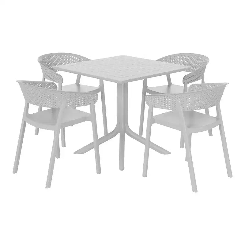WestinTrends Playa 5-Piece Outdoor Resin Square Patio Dining Table Set with Stackable Patio Dining Chairs