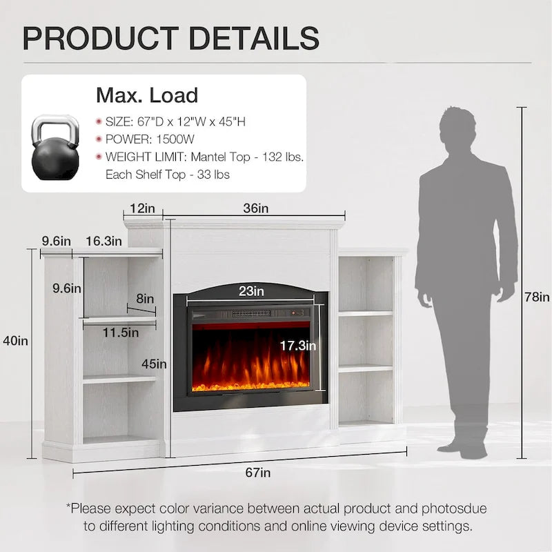 Electric Fireplace with 67 Mantel