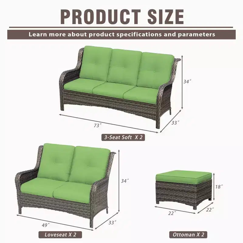 UPTIOT 6 Pieces Outdoor Wicker Sectional Sofa