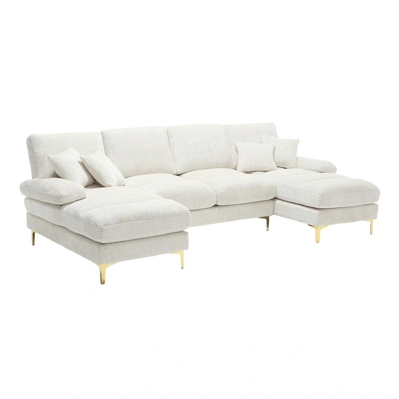 HOMEFUN Chenille Upholstered U-Shaped Living Room Sectional Sofa