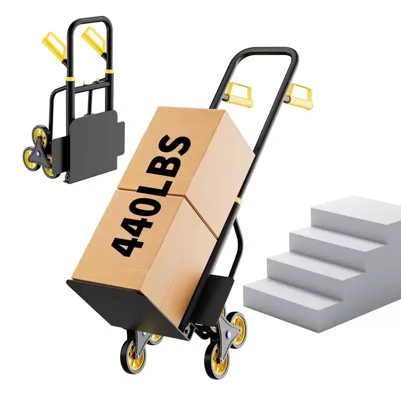 Stair Climbing Hand Truck, Heavy Duty Folding Dolly Cart with 6 Wheels, 440Lbs Capacity, Moving Dolly