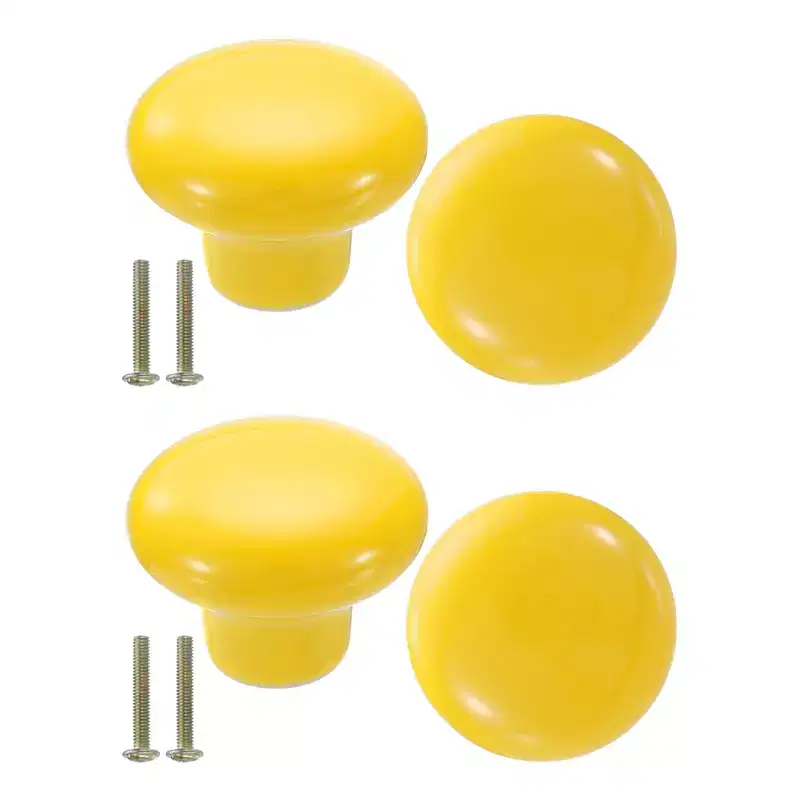 Unique Bargains Round Ceramic Drawer Knobs with Screw for Cupboard Wardrobe 4 Pcs