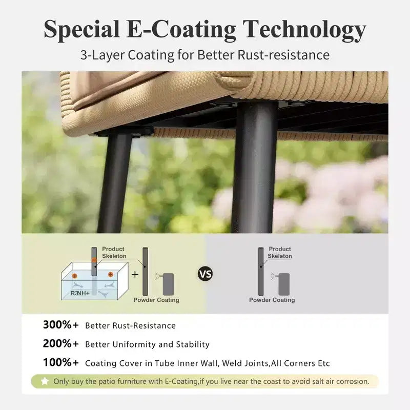 Captiva Designs 5pc Patio Dining Table with X-Shaped Legs & Woven Pull Cord Back with Seat Cushion