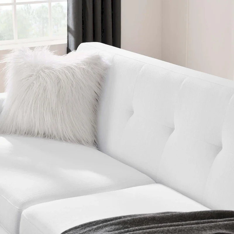 Engage Mid-century Modern Upholstered Fabric Left-arm Loveseat, Azure
