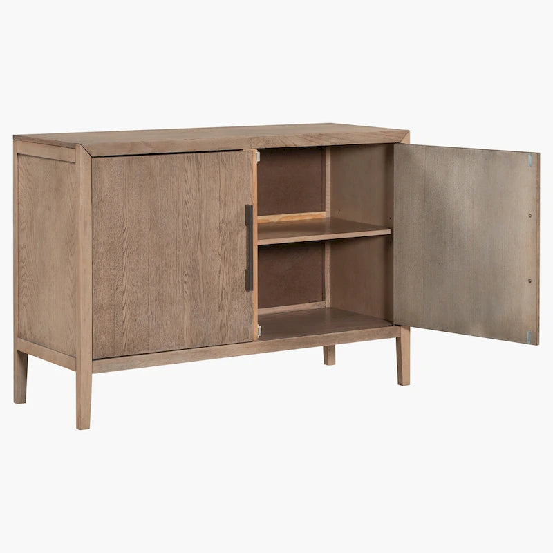 2-Door Wood Cabinet with Adjustable Shelf and Oak Legs