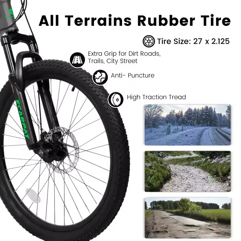 Okak 27.5IN Mountain Bike with Front and Rear Dual Shock Absorbers, 21-Speed Dirt Bike with Mechanical Disc Brake, Adult Bike for Men and Women