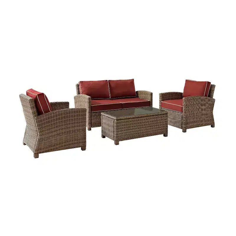 Bradenton 4pc Outdoor Wicker Conversation Set - Crosley