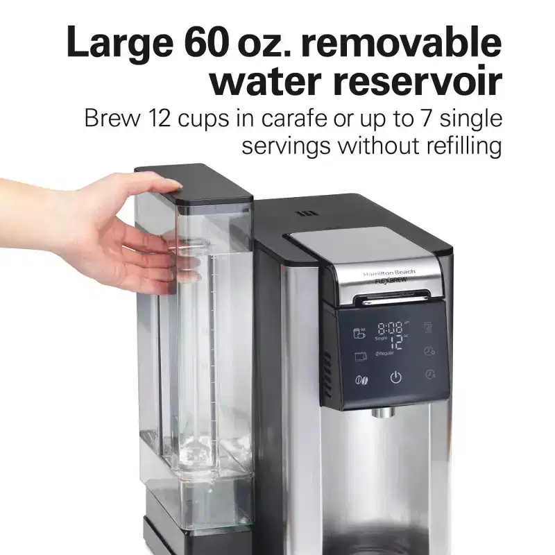 Hamilton Beach 12c FlexBrew 5 in 1 Drip Coffee Maker Black: 12 Cup Programmable & Single Serve, 1200W, Ground & Capsule Use