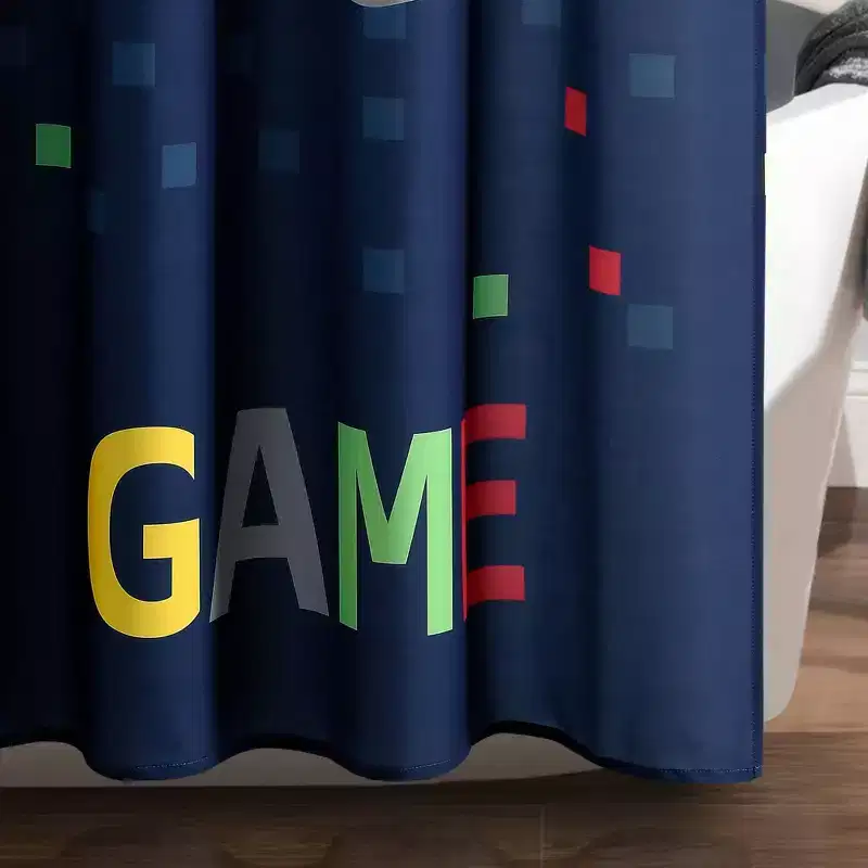 72"x72" Single Kids' Video Games Shower Curtain Navy - Lush Décor