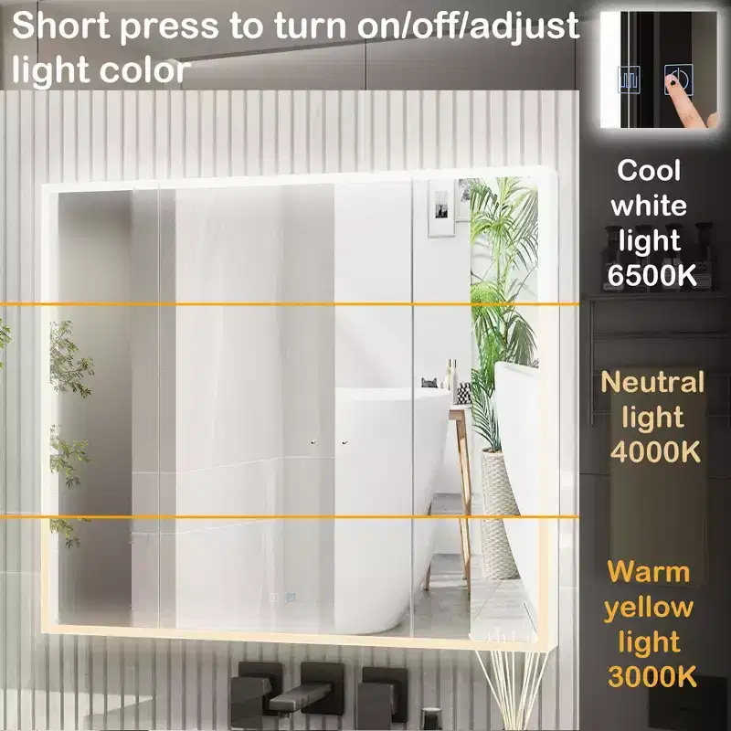 LED Lighted Medicine Cabinet with Defogging Function, Ample Storage & Adjustable Lighting, Elevate Bathroom Style