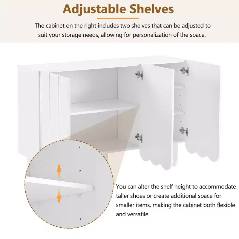 Minimalist Shoe Cabinet with Wave Doors and Adjustable Shelves