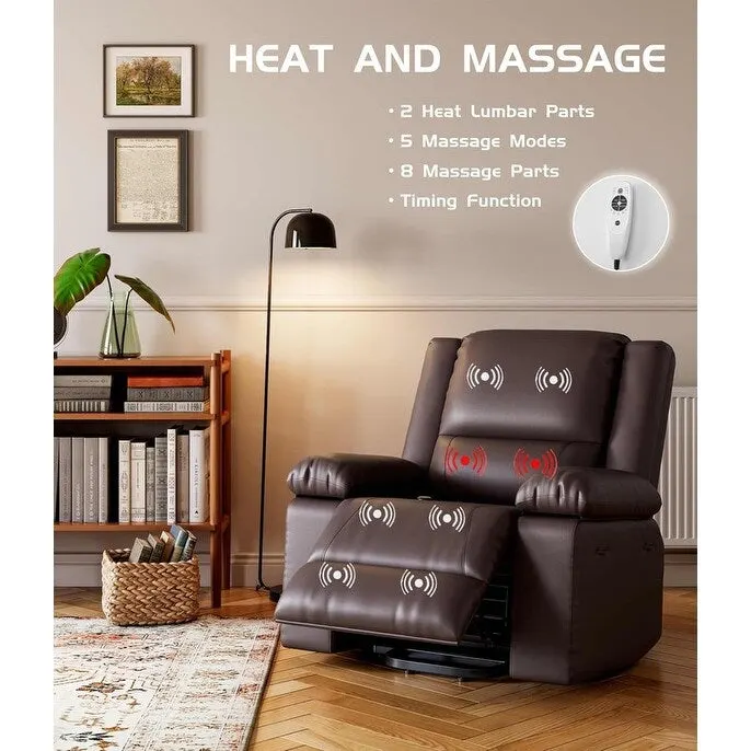 Faux Leather Power Lift Recliner, Heat & Massage, 1-Person �� Cognac / Coffee / Tan / Grey / Beige
