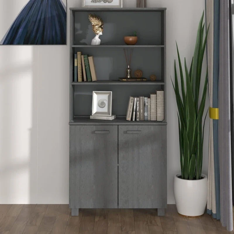 Drawer Cabinet Bookshelf with Storage Shelves Solid Wood Pine - 33.5 x 13.8 x 70.9
