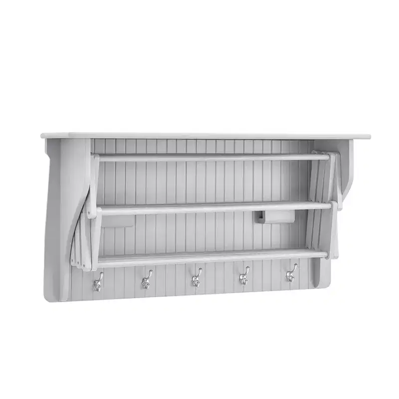 36 x 18 Wall Shelf with Collapsible Drying Rack and Hooks - Danya B.