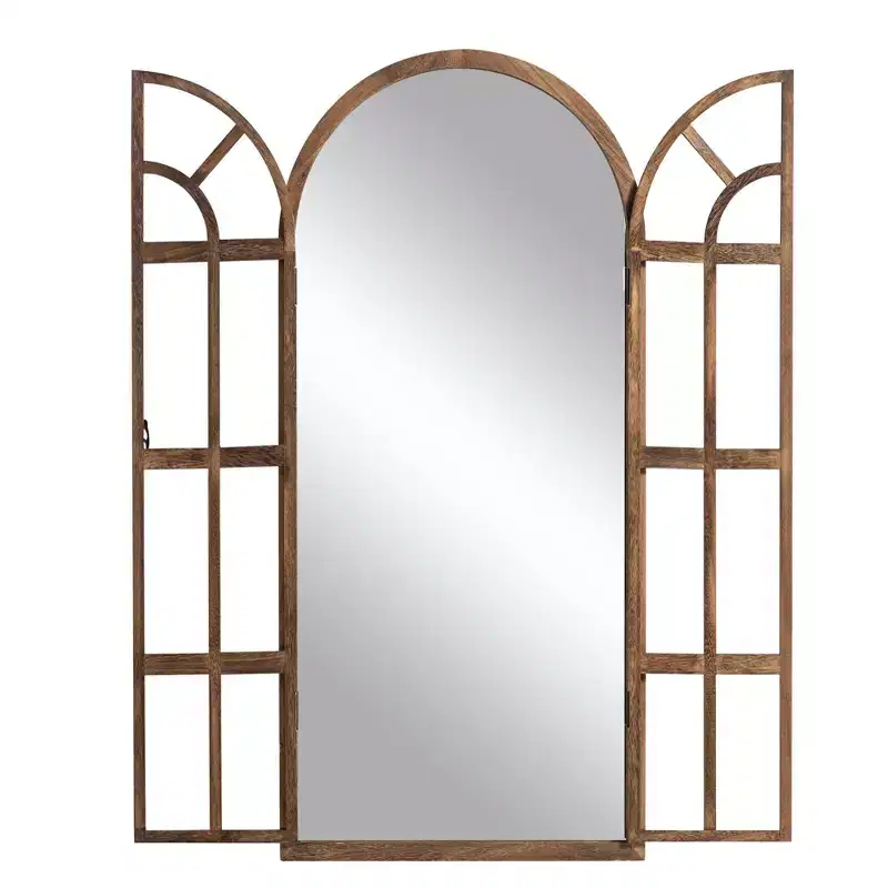 Arched Wood Frame Window Mirror - Full Length