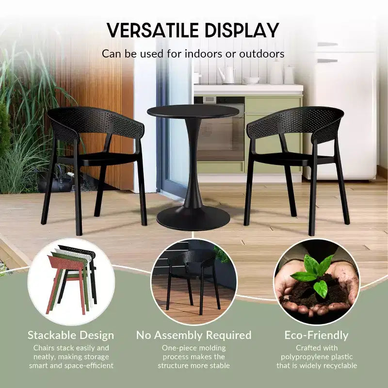 WestinTrends Playa 5-Piece Outdoor Resin Square Patio Dining Table Set with Stackable Patio Dining Chairs