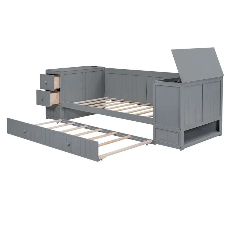 Twin Size Daybed with Storage Arms