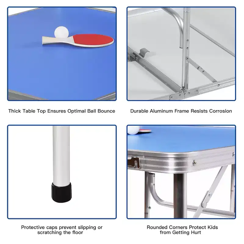 Costway 60'' Portable Table Tennis Ping Pong Folding Table with Accessories Indoor Game Red/Blue