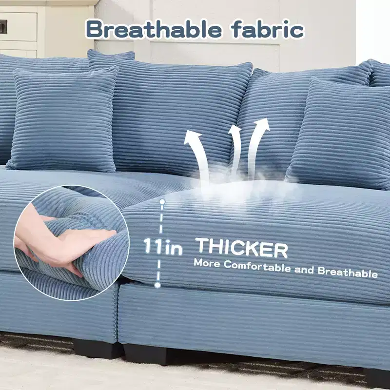 Oversized Cloud Modular Sectional Couch,Convertible Sectional Couches Deep Seat Extra-Wide Armrests
