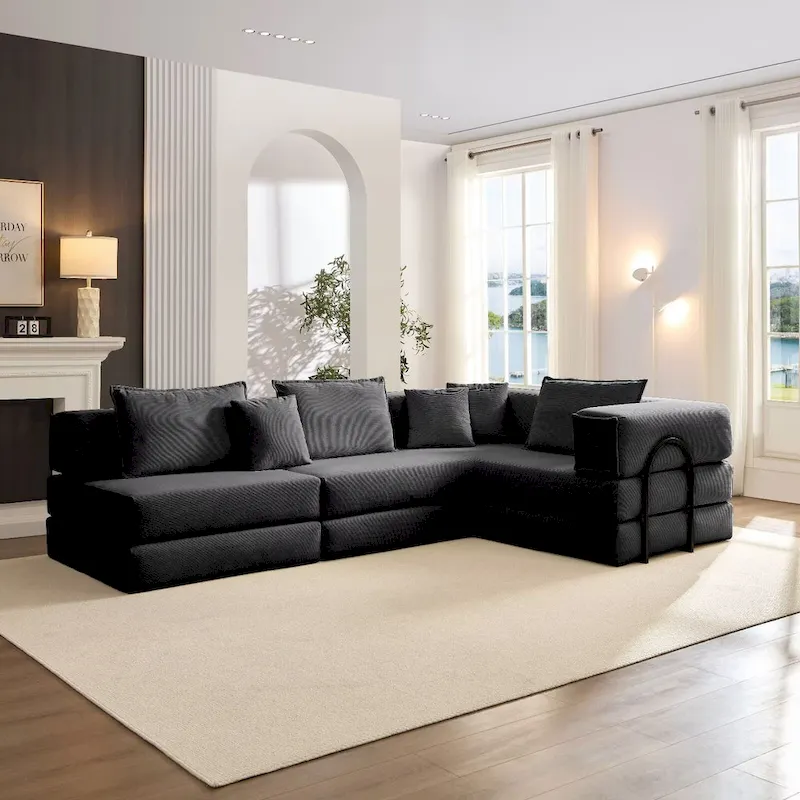 118.2 Oversized Upholstered Sectional Sofa, DIY Corduroy Sofa