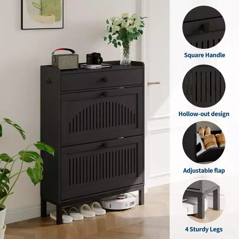 Shoe Storage Cabinet with 2 Flip Drawer, Shoes Organizer with with Top Drawer, Adjustable Shoe Rack