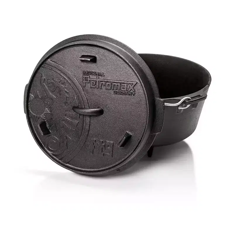 Petromax Cast Iron Dutch Oven for Cooking or Baking Outdoors Over Campfire or in the Home, Pre-Seasoned Cookware Heats Evenly, 3 Legs, 7.9 Qt