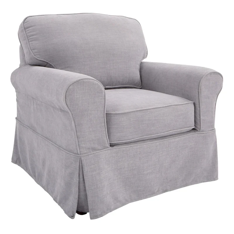Arm Chair with Removable Washable Slip Cover – Solid Wood Frame, 3 Colors