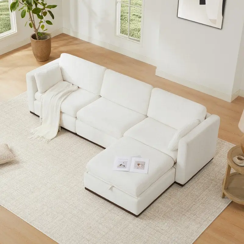 Donna Oversized Modular Sectional Fabric Sofa with Upgraded Wood Base