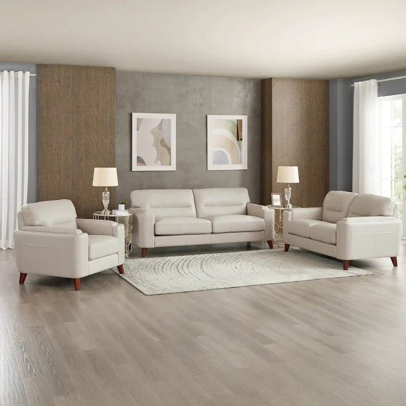 Hydeline Elm Top Grain Leather Chair With Feather, Memory Foam and Springs