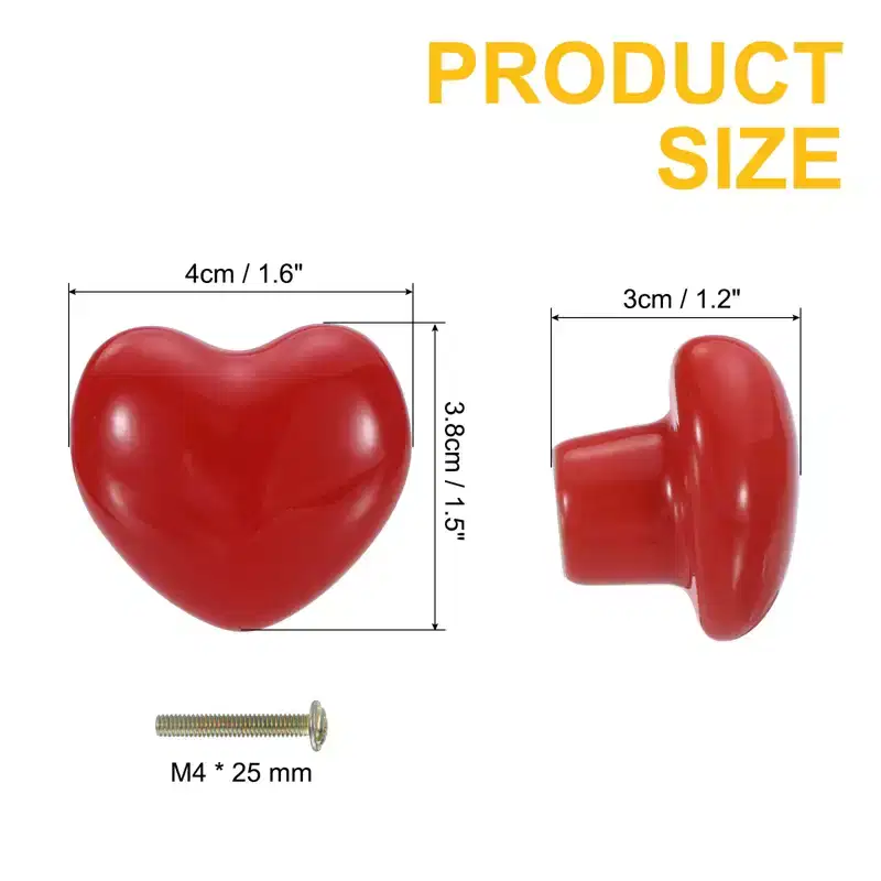 Unique Bargains Heart-Shaped Ceramic Drawer Knobs with Screw for Cupboard Wardrobe 2 Pcs