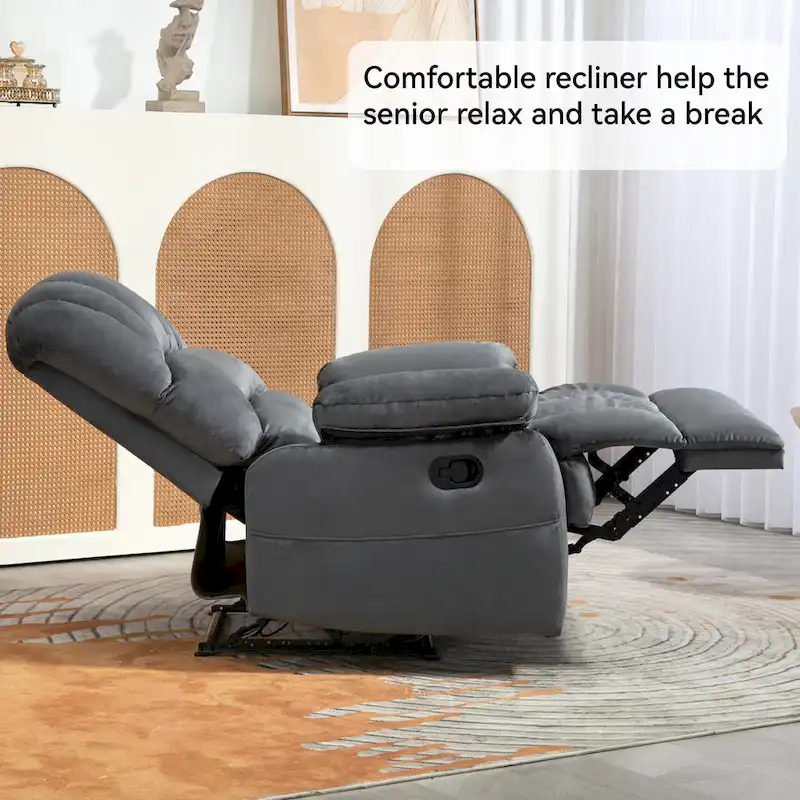 Extra-Large Manual Recliner Chair with Fabric Upholstery