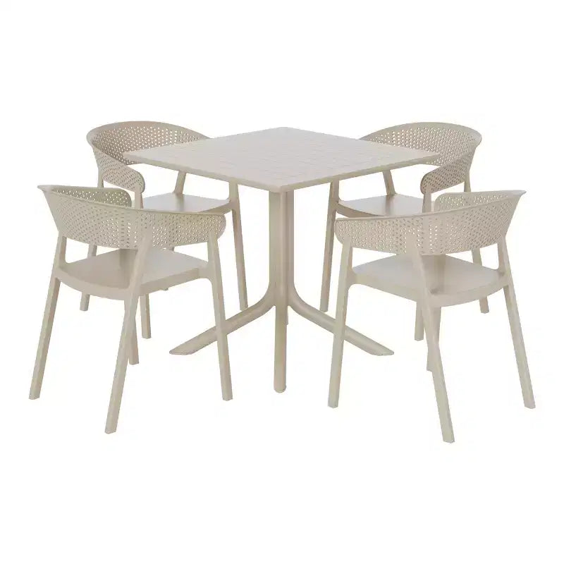 WestinTrends Playa 5-Piece Outdoor Resin Square Patio Dining Table Set with Stackable Patio Dining Chairs
