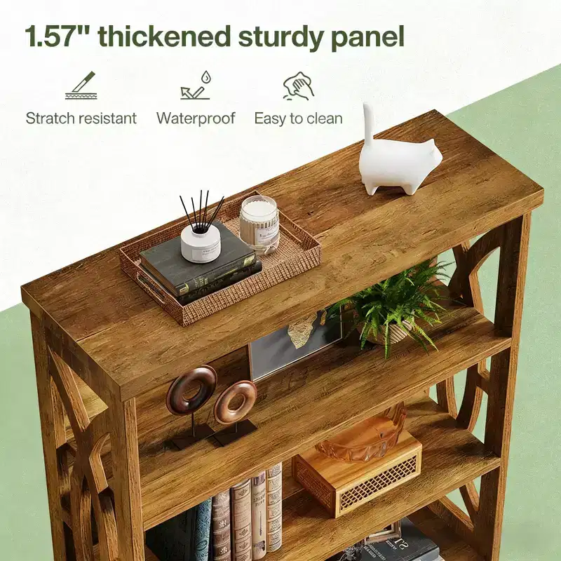 GDFStudio Deeanne 6-Tier Wood Decorative Bookshelf with Patterned Side Panels