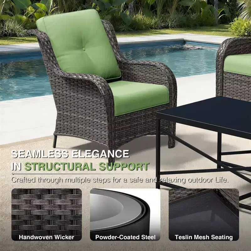 UPTIOT All-Weather Olefin Wicker Sofa Set with Multi-Functional Ottomans