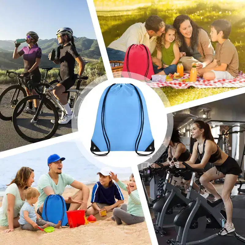 Narwey Drawstring Backpack Bulk 42 Pcs String Backpack Drawstring Bags Cinch Bag Sackpack (Sky Blue)
