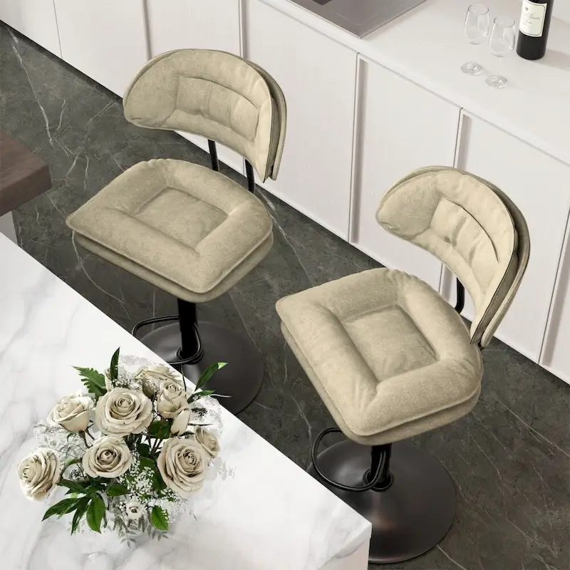 Set of 2 Swivel Bar Stools Adjustable Counter Height