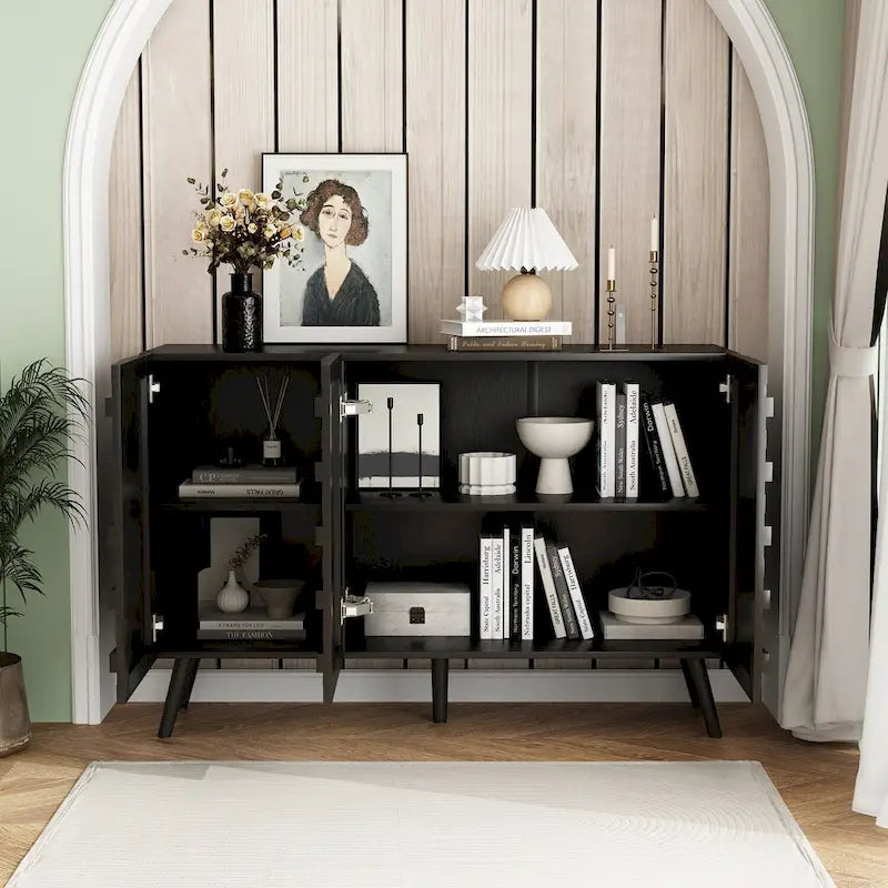 Sleek Black Buffet Cabinet Home Decor Console Table Side Table Wood