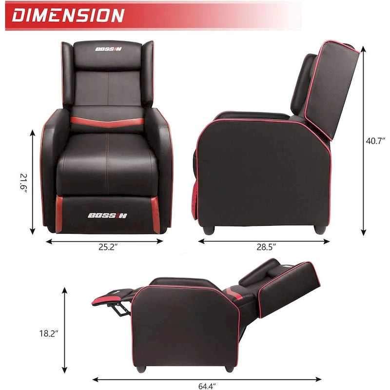 PU Leather Ergonomic Gaming Single Recliner Sofa for Living Room