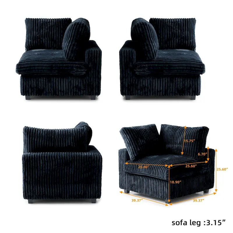 Cloud Corner Sofa Soft Plush Upholstered Modular Sectional Sofa Down Filled Living Room Couch