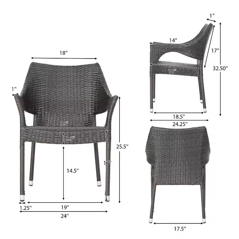 Natividad 5pc Acacia & Wicker Dining Set: Weather-Resistant, Stackable Chairs - Christopher Knight Home