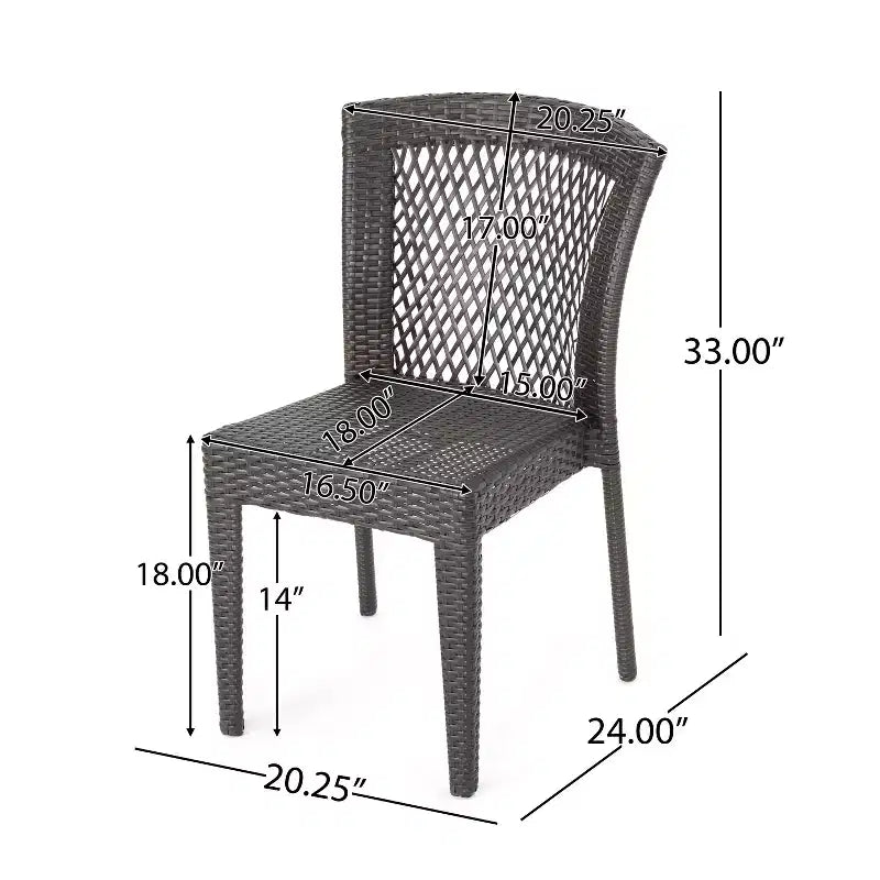 GDFStudio Holmes 5 Piece Outdoor Wicker Dining Set with Round Table and Umbrella Hole