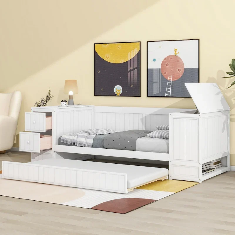 Twin Size Daybed with Storage Arms