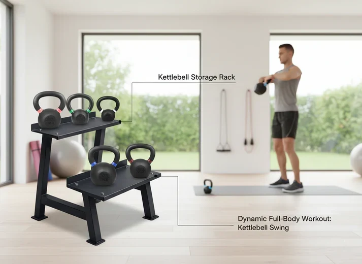 Heavy-Duty Steel Commercial Kettlebell Storage Rack ¨C Compact Gym Organizer for Kettlebells ¨C Space-Saving Weight Rack for Home Gym