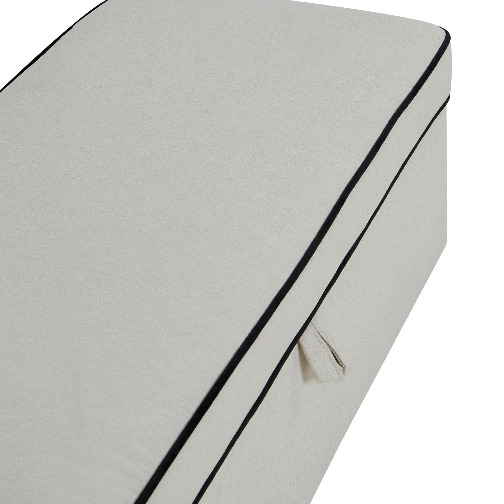 Rectangle Ottoman Storage - Cream Linen/Black